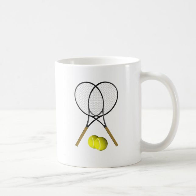 Mug Thème de sport de tennis en double (Droite)
