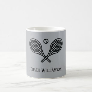 Mug Thème de tennis Monogramme Nom Entraîneur
