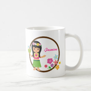 Mug Thème Luau Hawaïen Fille Hula Mignonne