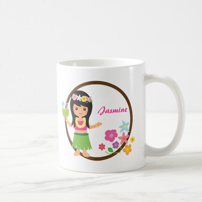Mug Thème Luau Hawaïen Fille Hula Mignonne (Droite)