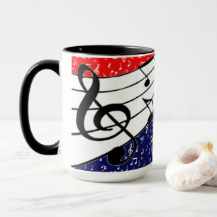 Mug Thème musical rouge blanc et bleu