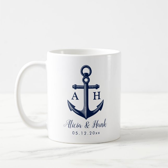 Mug Thème nautique Couple Monogrammes (Gauche)