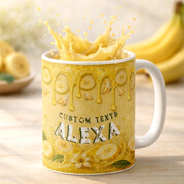 Mug Thème personnalisé de banane de fête rétro jaune (Créateur téléchargé)