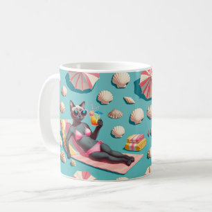 Mug Thème plage pour soirée des amoureux de chat siamo