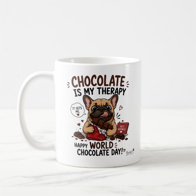 Mug Thérapie au Chocolat Bouledogue Français  (Gauche)