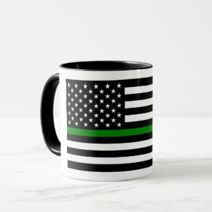 Mug Thin Green Line Military and Vétérans American Fla