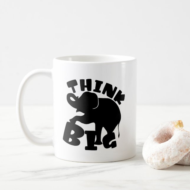 Mug Think Big - Elephant - Big Day - Big Idea -mug cup (Avec donut)