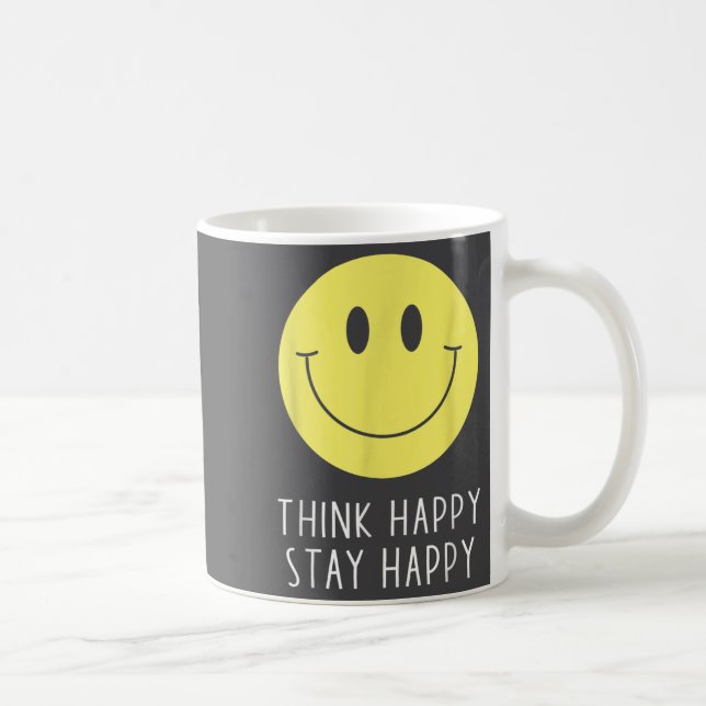 Mug Think Happy Stay Happy Motivation Quote Yellow Smi (Droite)