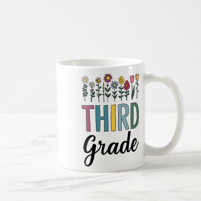 Mug Third Grade Teacher Wildflower Back To School Flor (Droite)