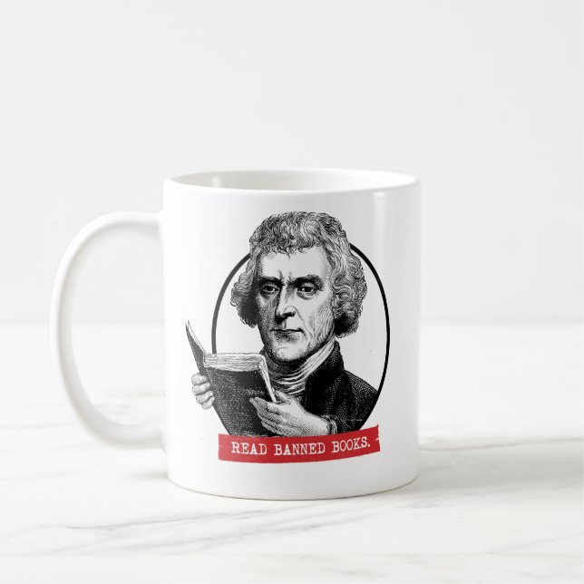 Mug Thomas Jefferson Lit Des Livres Interdits (Gauche)