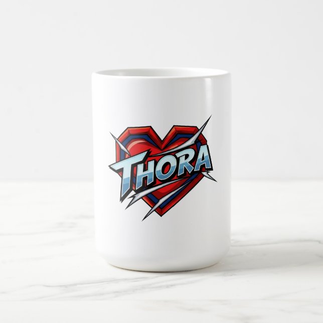 Mug Thora Comic Pop Art Cœur Nom (Centre)