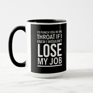 Mug Throat punch drôle employé cite blanc