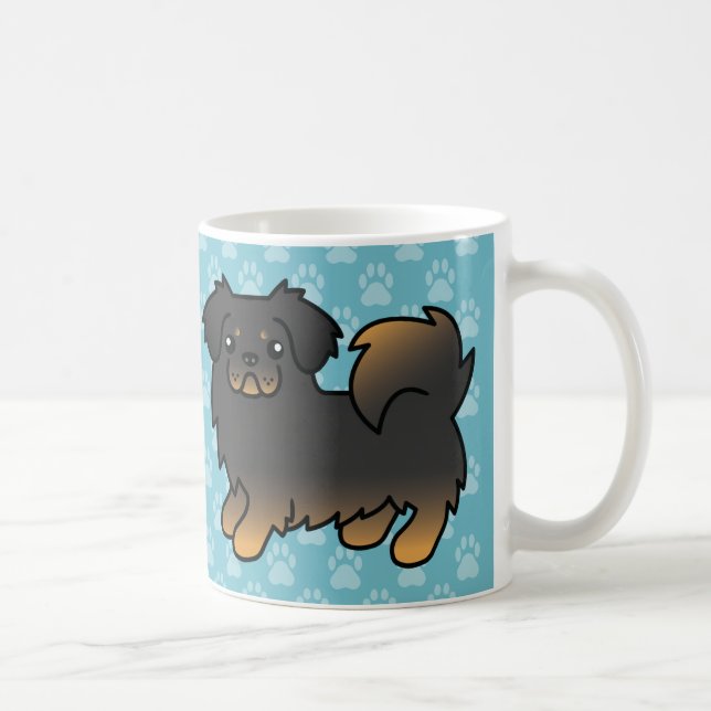 Mug Tibétain Spaniel noir et feu de dessin animé (Droite)
