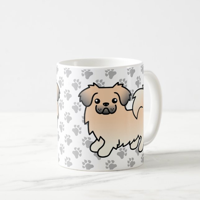 Mug Tibétain Spaniel Sable Crème Chien de Dessin Animé (Devant droit)