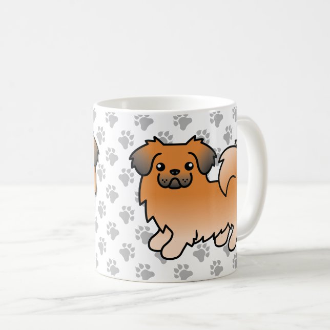 Mug Tibétain Spaniel Sable Rouge Chien de Dessin Animé (Devant droit)