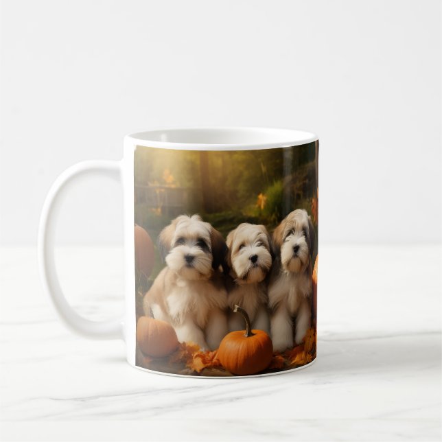 Mug Tibétain Terrier Chiot Automne Citrouille délice (Gauche)