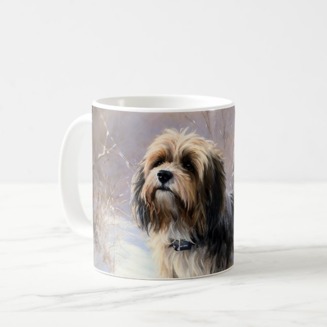 Mug Tibétain Terrier Qu'il neige Noël (Devant gauche)