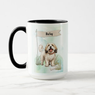 Mug Tibetan Terrier Aquarelle Chien Personnalisé