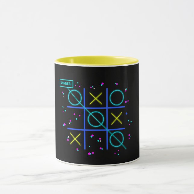 Mug Tic Tac Toe Neon Rétro Gagnant Lueur Jeu d'Arcade (Centre)
