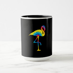 Mug Tie Dye Flamant rose arc-en-ciel Imprimer Oiseau A