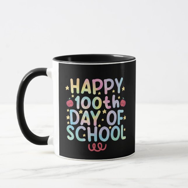Mug Tie Dye Happy 100e jour d'école Enseignant Élève  (Gauche)