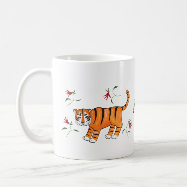 Mug Tiger Art comique face Tiger Big cat nom personnal (Gauche)