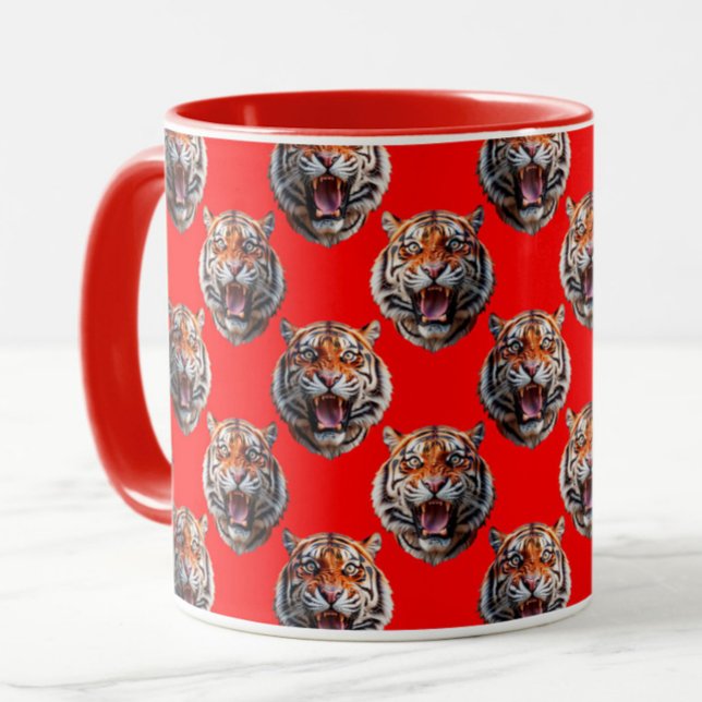 Mug Tiger Head Pattern Design Red (Créateur téléchargé)