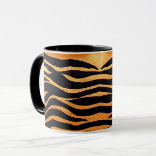 Mug Tiger imprimé Musique dorée et noire