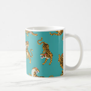 Mug Tiger sur Motif Turquoise