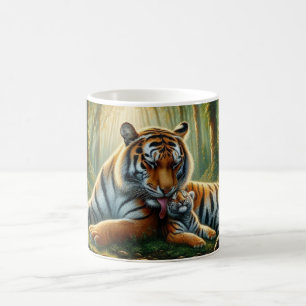 Mug Tigers dans une jungle luxuriante peinture aquarel