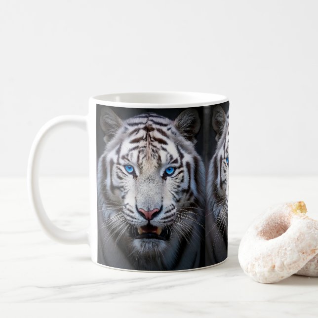 Mug Tigre blanc aux yeux bleus (Avec donut)