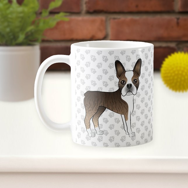 Mug Tigre Boston Terrier Chien de Dessin Animé Mignon  (Créateur téléchargé)