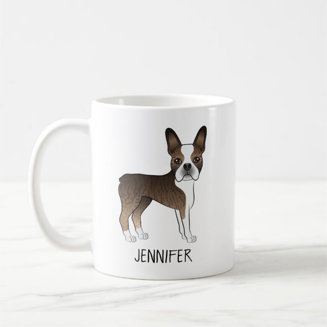 Mug Tigre Boston Terrier Chien de Dessin Animé Mignon  (Gauche)