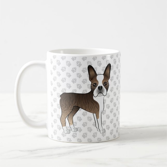 Mug Tigre Boston Terrier Chien de Dessin Animé Mignon  (Gauche)