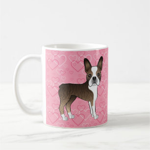 Mug Tigre Boston Terrier Chien Mignon Sur Coeurs Roses