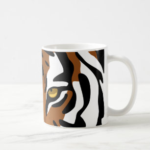 Mug Tigre, Chat Sauvage sur Fond Noir
