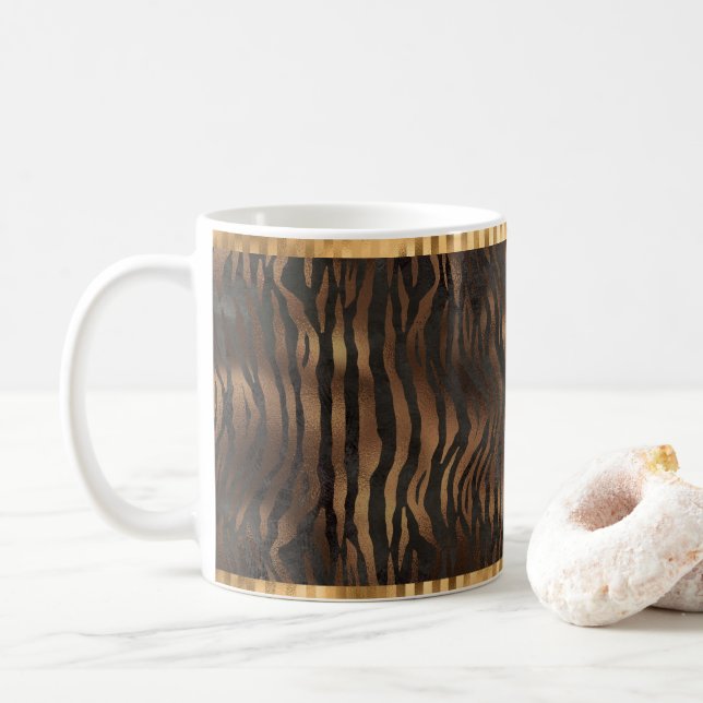 Mug Tigre d'animal Imprimer Or Élégant Glam métallique (Avec donut)