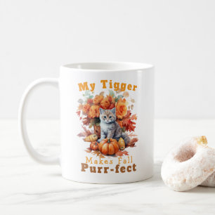 Mug Tigre de chat d'automne personnalisable
