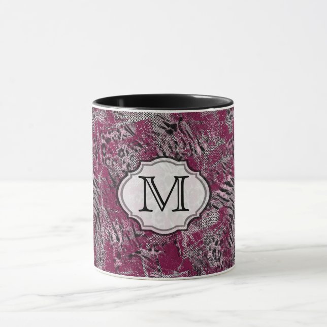 Mug Tigre de léopard gris Burgundy tacheté peau d'anim (Centre)