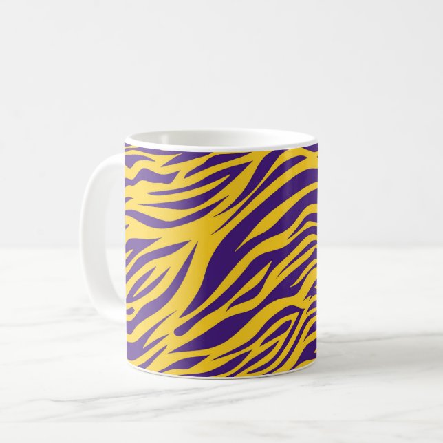 Mug Tigre de Lousiana rayures violet et or (Devant gauche)