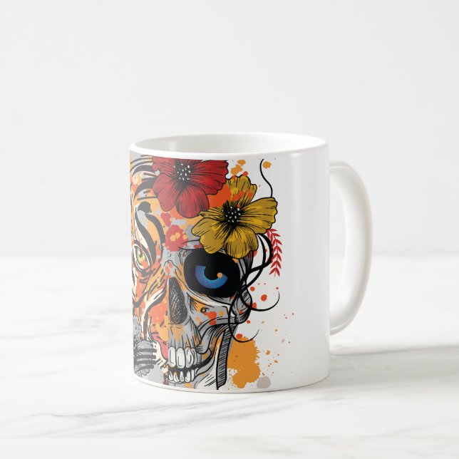 Mug Tigre et crâne, mule d'art contemporain (Devant droit)