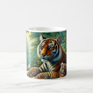 Mug Tigre et lave-linge dans une peinture de jungle lu