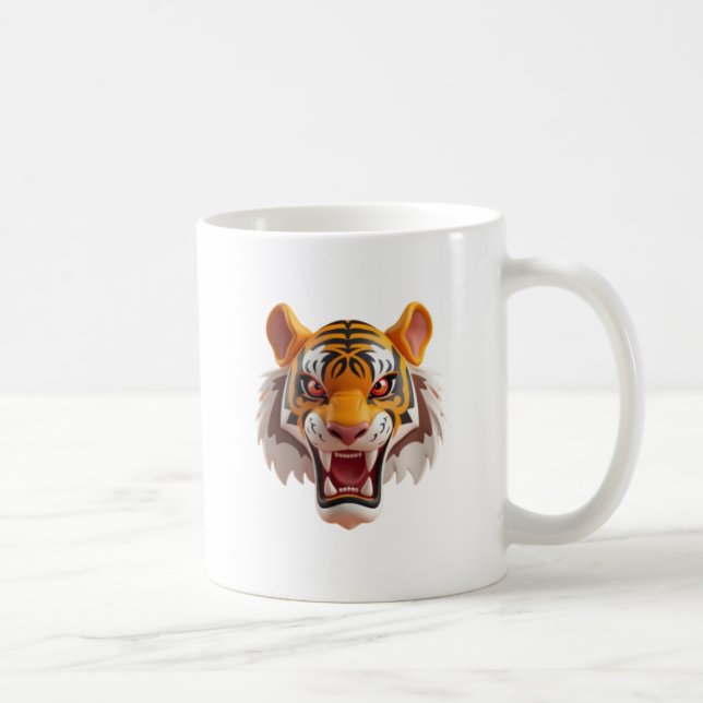Mug Tigre féroce en style cartoon avec expression. (Droite)