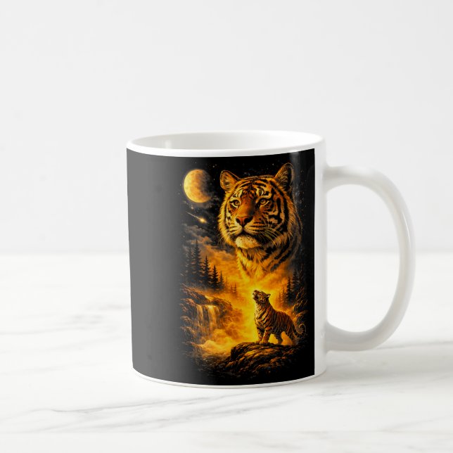 Mug Tigre hurle à la lune mème 90s impression d'animal (Droite)