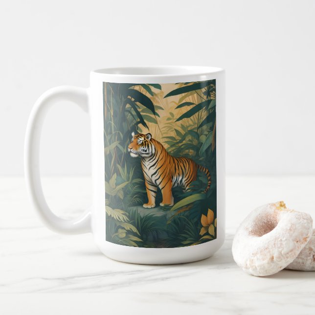 Mug Tigre majestueux dans la Jungle Elégant Art de la  (Avec donut)