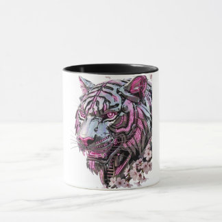 Mug Tigre Méca Cybernétique : Futuriste Néon Rose & Sa