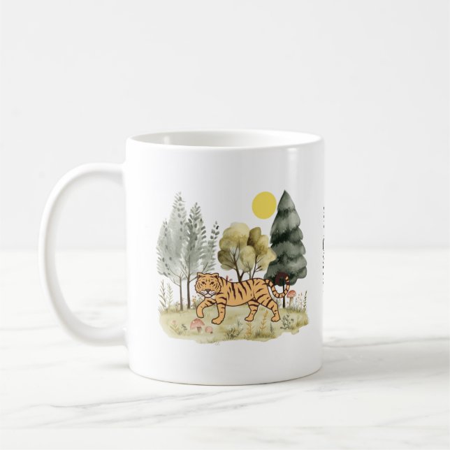 Mug Tigre mignon avec texte personnalisé (Gauche)