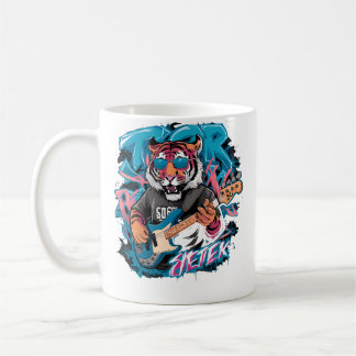 Mug Tigre Mignon Jouant de la Guitare Basse Animal Jou