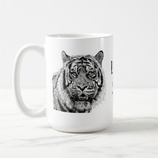 Mug Tigre Moderne Monogramme Noir et Blanc Citation