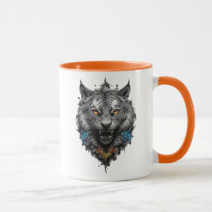 Mug Tigre Noir et Blanc Féroce Sauvage et Mystique.